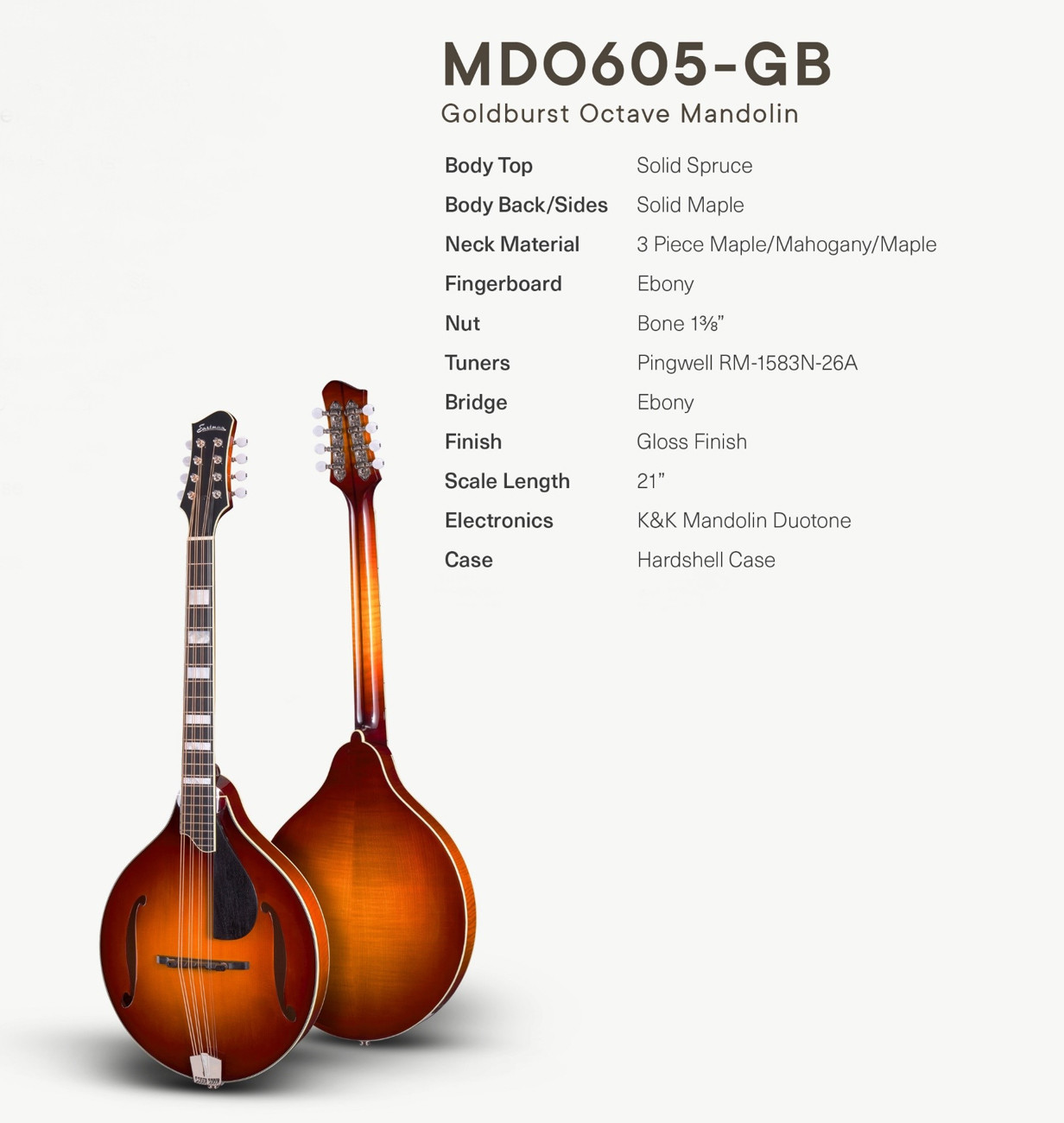 Eastman MD0605-GB Octave Mandolin w/ K&K Pickup in Goldburst Eastman MD0605-GB Octave Mandolin w/ K&K Pickup in Goldburst
