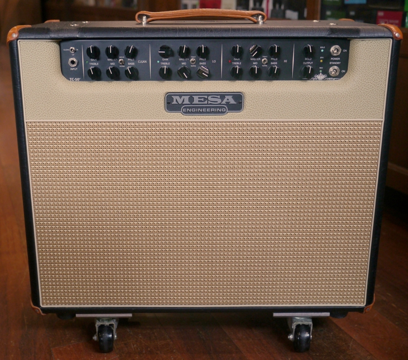 Used Mesa/Boogie Triple Crown TC-50 1x12 Combo – Custom Black and British Tan tolex w/ Cream & Tan Grille