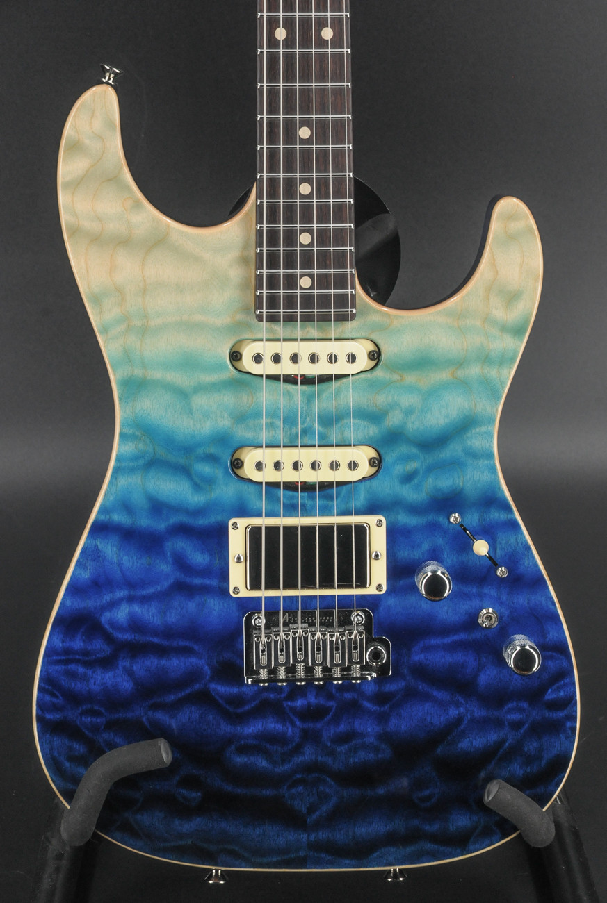 Tom Anderson Drop Top - Quilted Maple - Blue Wipeout w/ Binding #0225