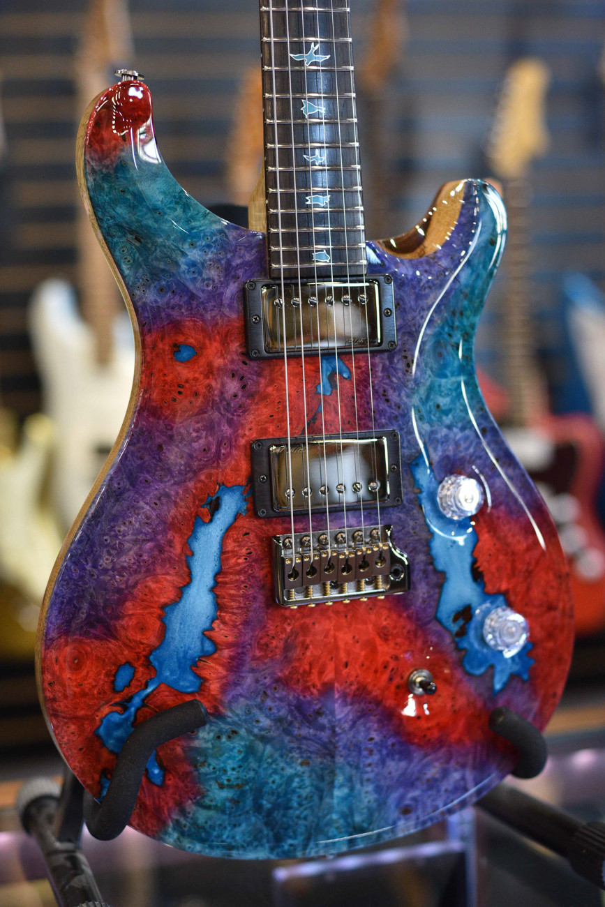 SOLD - Paul Reed Smith Private Stock Custom24 - Buckeye Burl Maple Top - Black Limba back - Multi-Color w/ Blue Resin #8497