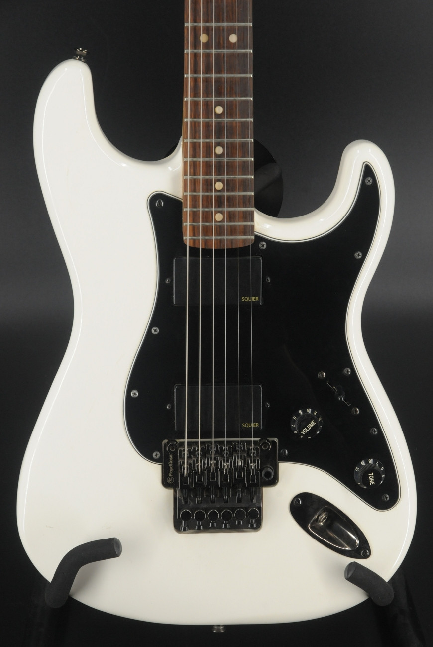 USED Squier Contemporary Active Stratocaster HH - Olympic White w/ Floyd Rose & Case #6422