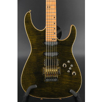Tom Anderson Angel - Transparent Dark Olive w/ Binding - Flame Maple on Limba #1525