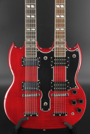 USED Epiphone G-1275 Double Neck SG - Cherry - Hardshell Case #0432